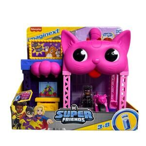 Fisher Price Imaginext DC Super Friends Catwoman Playhouse Pink Cat Bike Kitty